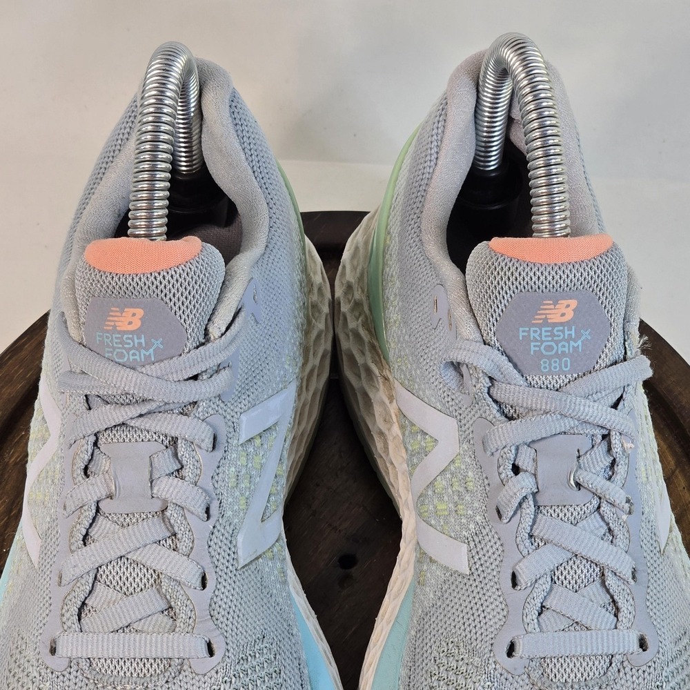 New Balance Women's Light Blue and Mint Athletic Running Shoes with Coral Tongue - Picture 4 of 11